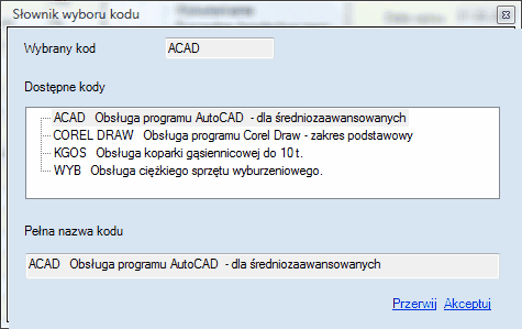Okno obslugi slownika_z_kodem_opisem